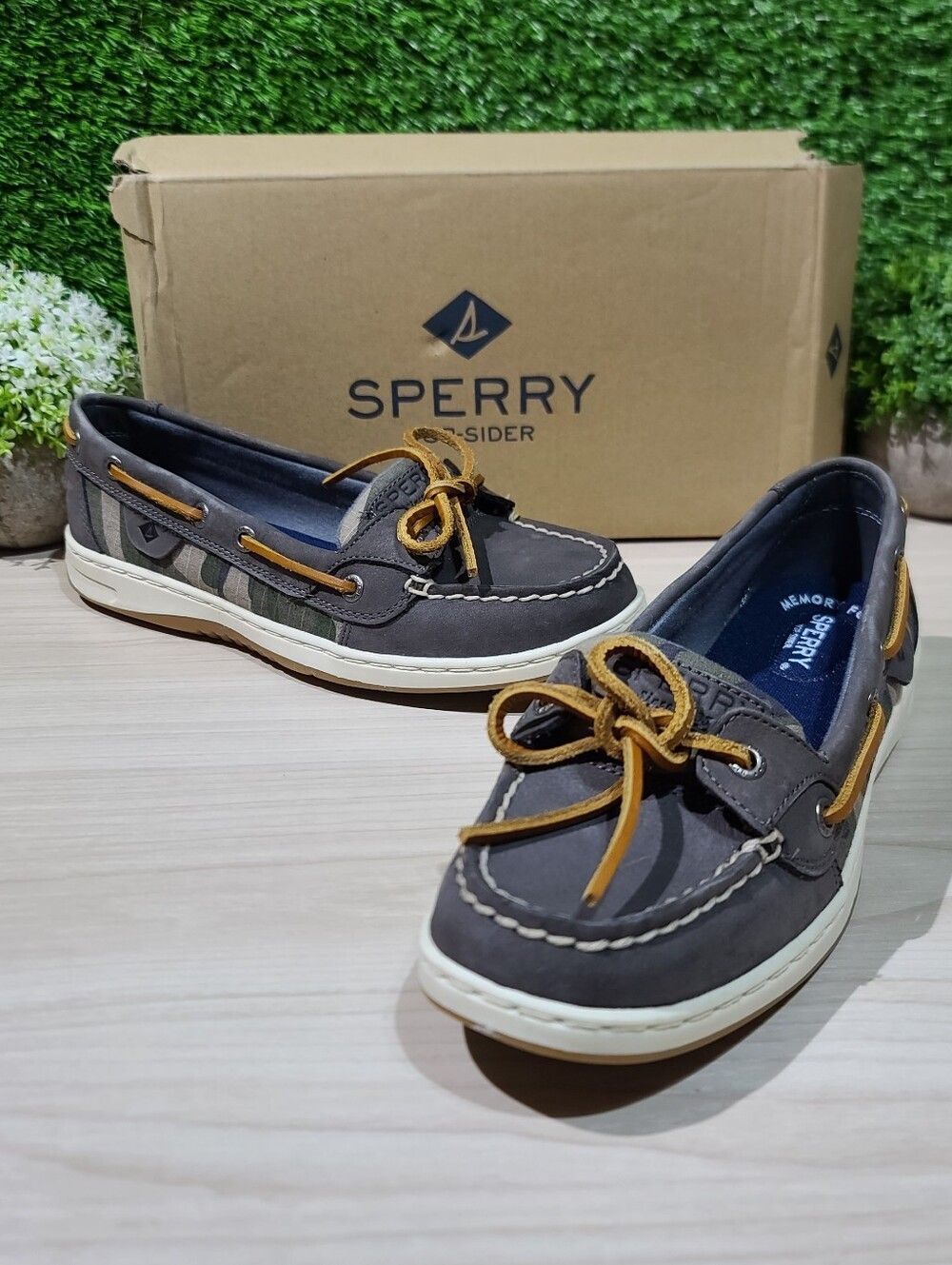Sperry Angelfish Camo Boat Shoes / Dark Grey US Womens's 8 NEW